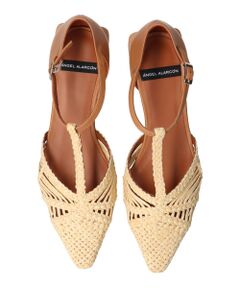 INTER-CHAUSSURES / インター ショシュール フラットシューズ | 【ANGEL ALARCON】ウーブンTストラップポインテッドパンプス-(D1400D)