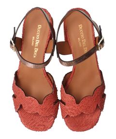 INTER-CHAUSSURES / インター ショシュール サンダル | 【DUCCIO DEL DUCA】異素材コンビチャンキーヒールサンダル-(E2006E)