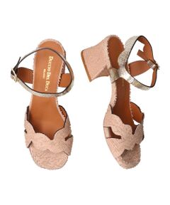 INTER-CHAUSSURES / インター ショシュール サンダル | 【DUCCIO DEL DUCA】異素材コンビチャンキーヒールサンダル-(E2006E)