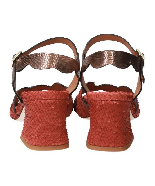 INTER-CHAUSSURES / インター ショシュール サンダル | 【DUCCIO DEL DUCA】異素材コンビチャンキーヒールサンダル-(E2006E) | 詳細5