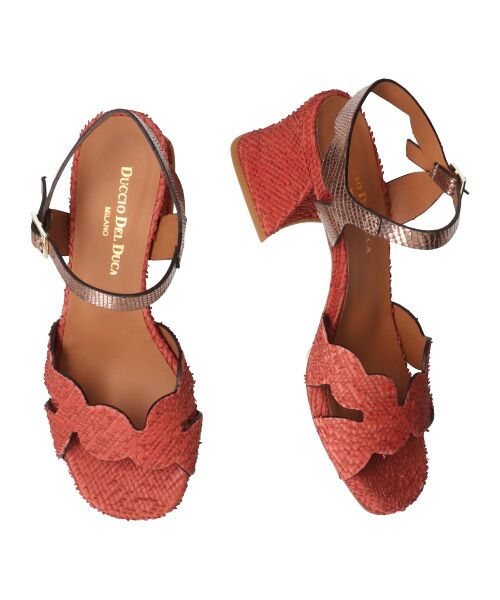 INTER-CHAUSSURES / インター ショシュール サンダル | 【DUCCIO DEL DUCA】異素材コンビチャンキーヒールサンダル-(E2006E) | 詳細7