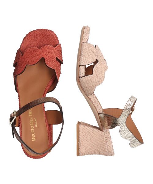 INTER-CHAUSSURES / インター ショシュール サンダル | 【DUCCIO DEL DUCA】異素材コンビチャンキーヒールサンダル-(E2006E) | 詳細8