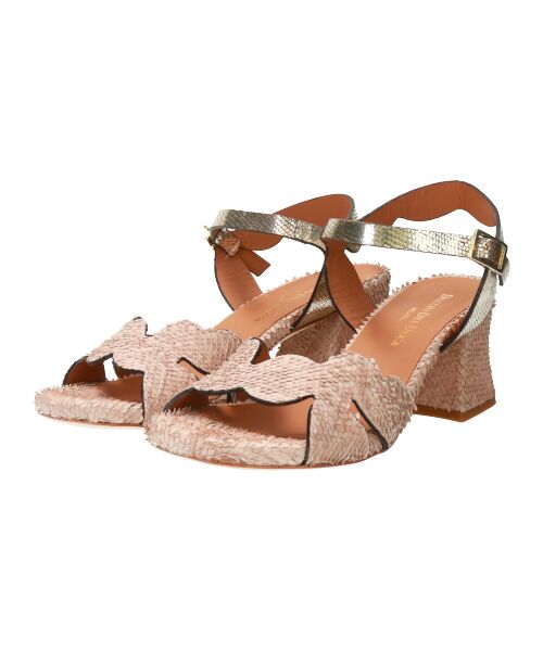 INTER-CHAUSSURES / インター ショシュール サンダル | 【DUCCIO DEL DUCA】異素材コンビチャンキーヒールサンダル-(E2006E) | 詳細10