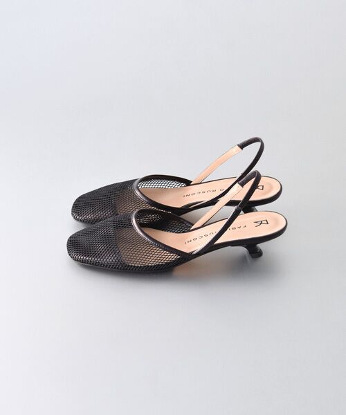 INTER-CHAUSSURES/インター ショシュール 【FABIO RUSCONI】スクエアトウネットバックバンドパンプス-(F1316F) ブラックコンビ 35 INTER-CHAUSSURES/インター ショシュール 【FABIO RUSCONI】スクエアトウネットバックバンドパンプス-(F1316F) ブラックコンビ 35