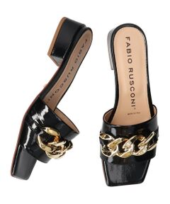 INTER-CHAUSSURES / インター ショシュール サンダル | 【FABIO RUSCONI】スクエアトウチェーンミュールサンダル-(F2011F)