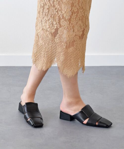 INTER-CHAUSSURES/インター ショシュール 【FABIO RUSCONI】スクエアトウグルカミュールサンダル-(F2301F) ブラック 35 INTER-CHAUSSURES/インター ショシュール 【FABIO RUSCONI】スクエアトウグルカミュールサンダル-(F2301F) ブラック 35