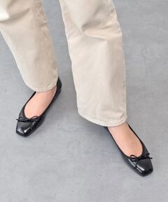 INTER-CHAUSSURES / インター ショシュール フラットシューズ | 【INTER-CHAUSSURES】リボン付きスクエアフラットパンプス-(I1500N)