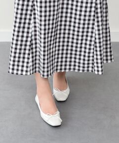 INTER-CHAUSSURES / インター ショシュール フラットシューズ | 【INTER-CHAUSSURES】リボン付きスクエアフラットパンプス-(I1500N)