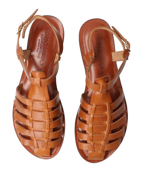 INTER-CHAUSSURES / インター ショシュール サンダル | 【CORSO ROMA、 9】レザーグルカフラットサンダル-(W2001W) | 詳細12