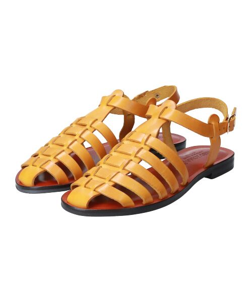 INTER-CHAUSSURES/インター ショシュール 【CORSO ROMA、 9】レザーグルカフラットサンダル-(W2001W) イエロー 38 INTER-CHAUSSURES/インター ショシュール 【CORSO ROMA、 9】レザーグルカフラットサンダル-(W2001W) イエロー 38