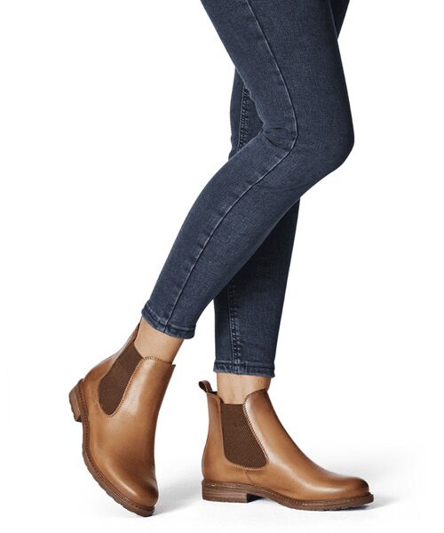 INTER-CHAUSSURES/インター ショシュール 【TAMARIS】本革サイドゴアアンクルブーツ キャメル 39