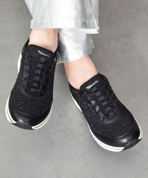 INTER-CHAUSSURES/インター ショシュール 【TAMARIS】ラインストーンスニーカー ブラック 38 INTER-CHAUSSURES/インター ショシュール 【TAMARIS】ラインストーンスニーカー ブラック 38