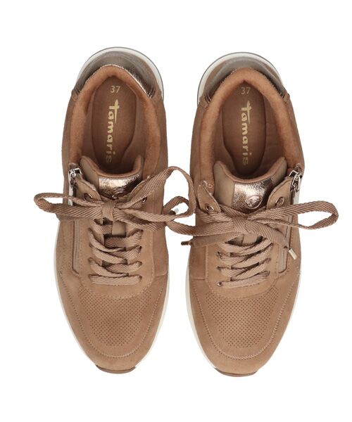 INTER-CHAUSSURES/インター ショシュール 【TAMARIS】ファスナー付き5cmヒールスニーカー キャメルスウェード 38 INTER-CHAUSSURES/インター ショシュール 【TAMARIS】ファスナー付き5cmヒールスニーカー キャメルスウェード 38