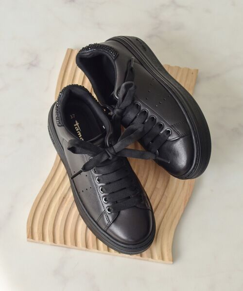 INTER-CHAUSSURES/インター ショシュール 【TAMARIS】厚底フラットスニーカー ブラック 37 INTER-CHAUSSURES/インター ショシュール 【TAMARIS】厚底フラットスニーカー ブラック 37