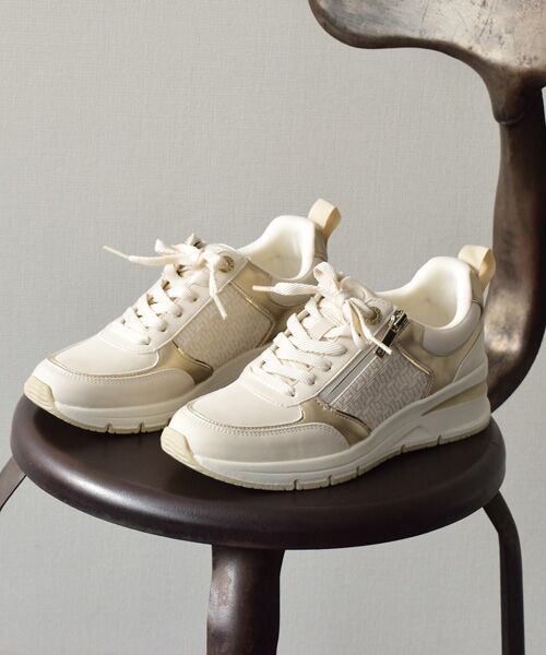 INTER-CHAUSSURES/インター ショシュール 【TAMARIS】サイドジップ5cmヒールスニーカー ベージュ 35 INTER-CHAUSSURES/インター ショシュール 【TAMARIS】サイドジップ5cmヒールスニーカー ベージュ 35
