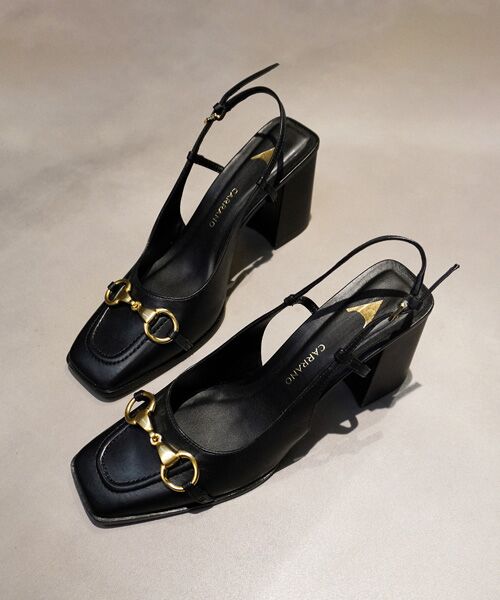 INTER-CHAUSSURES/インター ショシュール 【CARRANO】ホースビットバックストラップパンプス ブラック 38 INTER-CHAUSSURES/インター ショシュール 【CARRANO】ホースビットバックストラップパンプス ブラック 38