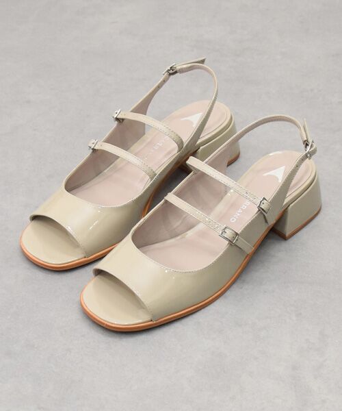 INTER-CHAUSSURES/インター ショシュール 【CARRANO】ダブルストラップヒールサンダル グレーエナメル 39 INTER-CHAUSSURES/インター ショシュール 【CARRANO】ダブルストラップヒールサンダル グレーエナメル 39