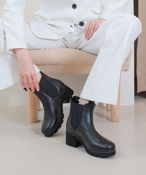 INTER-CHAUSSURES/インター ショシュール 【bussola】晴雨兼用アイスグリップソールレザーブーツ ブラック 37 INTER-CHAUSSURES/インター ショシュール 【bussola】晴雨兼用アイスグリップソールレザーブーツ ブラック 37