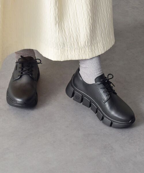 INTER-CHAUSSURES/インター ショシュール 【bussola】晴雨兼用厚底ダービーシューズ ブラック 37 INTER-CHAUSSURES/インター ショシュール 【bussola】晴雨兼用厚底ダービーシューズ ブラック 37