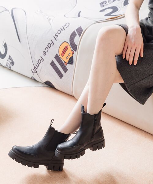 INTER-CHAUSSURES/インター ショシュール 【bussola】晴雨兼用サイドゴアショートブーツ ブラック 35 INTER-CHAUSSURES/インター ショシュール 【bussola】晴雨兼用サイドゴアショートブーツ ブラック 35