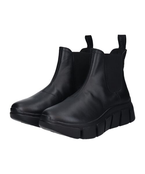 INTER-CHAUSSURES/インター ショシュール 【bussola】晴雨兼用厚底サイドゴアショートブーツ ブラック 36 INTER-CHAUSSURES/インター ショシュール 【bussola】晴雨兼用厚底サイドゴアショートブーツ ブラック 36