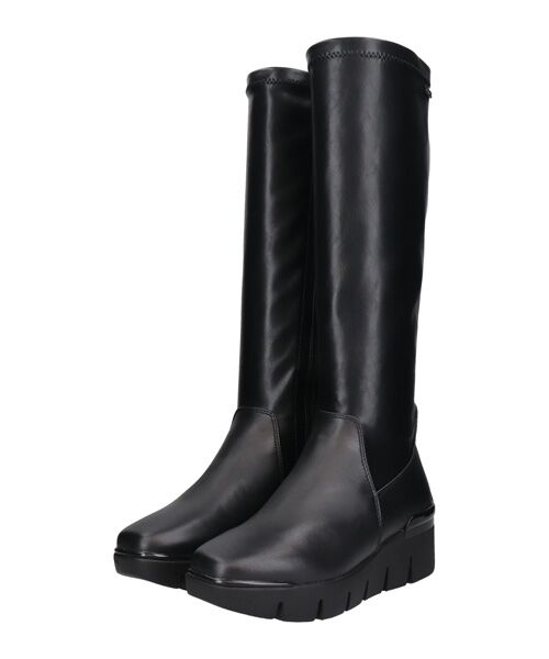 INTER-CHAUSSURES/インター ショシュール 【bussola】晴雨兼用アイスグリップソールロングブーツ ブラック 35