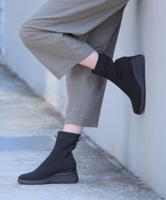 INTER-CHAUSSURES / インター ショシュール ブーツ（ショート丈） | 【bussola】スクエアトゥウェッジヒールニットブーツ