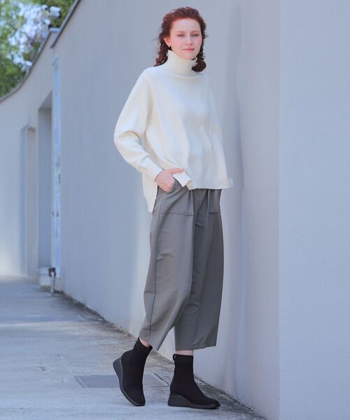 INTER-CHAUSSURES / インター ショシュール ブーツ（ショート丈） | 【bussola】スクエアトゥウェッジヒールニットブーツ | 詳細8