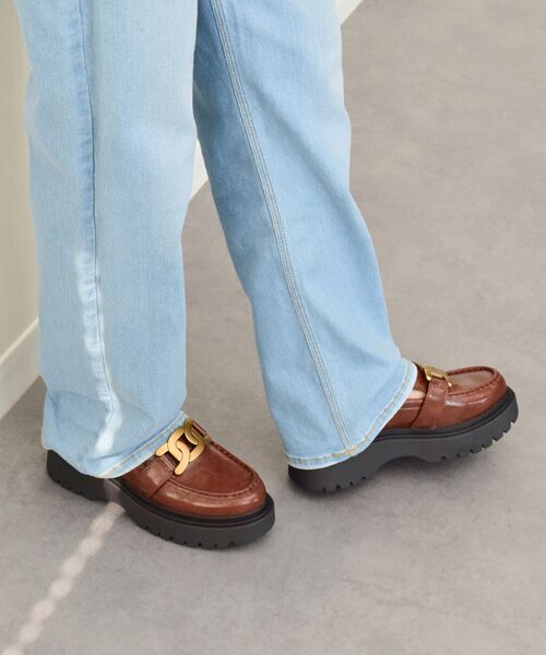 INTER-CHAUSSURES/インター ショシュール 【bussola】撥水ボリュームソールローファー ブラウン 39 INTER-CHAUSSURES/インター ショシュール 【bussola】撥水ボリュームソールローファー ブラウン 39