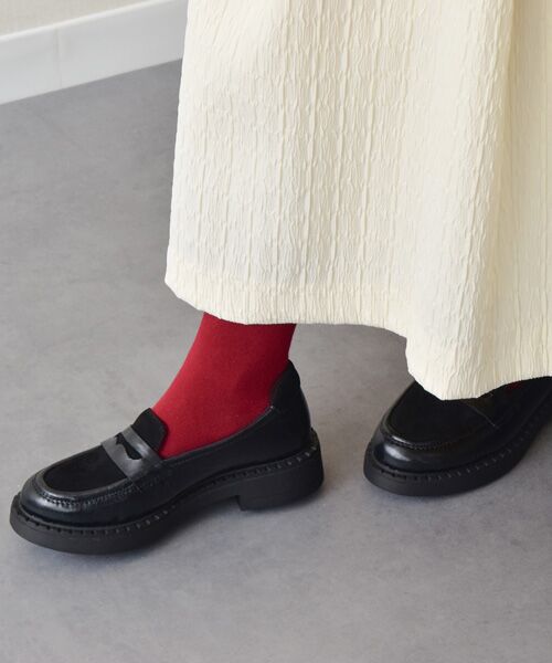 INTER-CHAUSSURES/インター ショシュール 【bussola】撥水素材コンビローファー ブラックコンビ 35 INTER-CHAUSSURES/インター ショシュール 【bussola】撥水素材コンビローファー ブラックコンビ 35