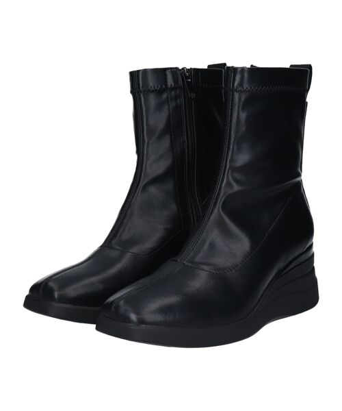 INTER-CHAUSSURES / インター ショシュール ブーツ（ショート丈） | 【bussola】撥水スクエアトゥウェッジヒールブーツ | 詳細1