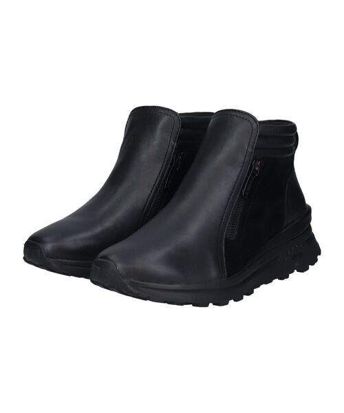 INTER-CHAUSSURES/インター ショシュール 【bussola】撥水ダブルジップショートブーツ ブラック 38 INTER-CHAUSSURES/インター ショシュール 【bussola】撥水ダブルジップショートブーツ ブラック 38