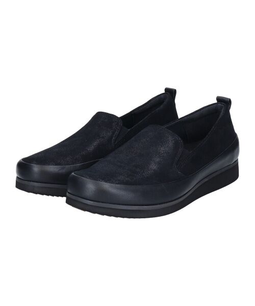 INTER-CHAUSSURES/インター ショシュール 【bussola】撥水レザースリッポンスニーカー ブラック 38 INTER-CHAUSSURES/インター ショシュール 【bussola】撥水レザースリッポンスニーカー ブラック 38