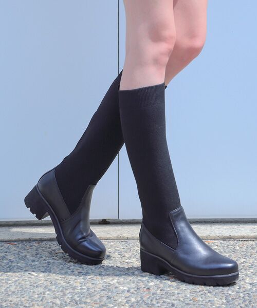 INTER-CHAUSSURES/インター ショシュール 【bussola】撥水アイスグリップソールロングブーツ ブラック 38 INTER-CHAUSSURES/インター ショシュール 【bussola】撥水アイスグリップソールロングブーツ ブラック 38