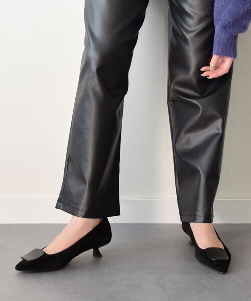 INTER-CHAUSSURES/インター ショシュール 【ANGEL ALARCON】ポインテッドトウオーナメントパンプス ブラックスウェード 38 INTER-CHAUSSURES/インター ショシュール 【ANGEL ALARCON】ポインテッドトウオーナメントパンプス ブラックスウェード 38