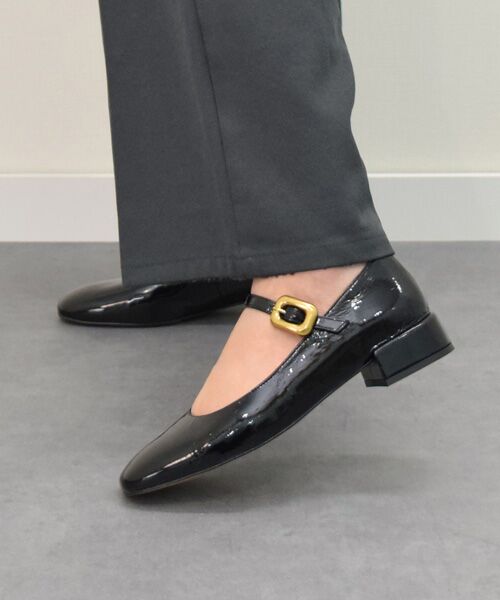 INTER-CHAUSSURES/インター ショシュール 【ANGEL ALARCON】ローヒールストラップパンプス ブラックエナメル 35 INTER-CHAUSSURES/インター ショシュール 【ANGEL ALARCON】ローヒールストラップパンプス ブラックエナメル 35