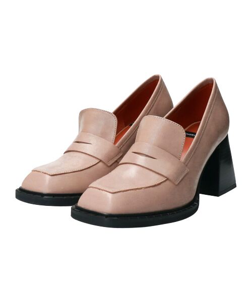 INTER-CHAUSSURES/インター ショシュール 【ANGEL ALARCON】スクエアトウチャンキーヒールローファー ベージュ 38 INTER-CHAUSSURES/インター ショシュール 【ANGEL ALARCON】スクエアトウチャンキーヒールローファー ベージュ 38