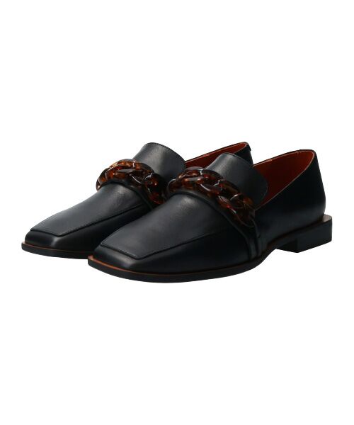 INTER-CHAUSSURES/インター ショシュール 【ANGEL ALARCON】スクエアトウアクリルチェーンローファー ブラックコンビ 35 INTER-CHAUSSURES/インター ショシュール 【ANGEL ALARCON】スクエアトウアクリルチェーンローファー ブラックコンビ 35