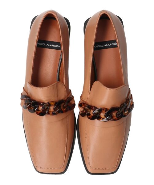 INTER-CHAUSSURES/インター ショシュール 【ANGEL ALARCON】スクエアトウアクリルチェーンローファー ライトブラウン 36 INTER-CHAUSSURES/インター ショシュール 【ANGEL ALARCON】スクエアトウアクリルチェーンローファー ライトブラウン 36