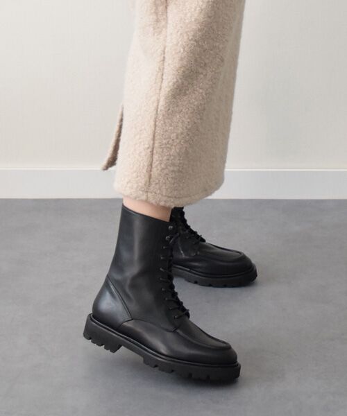 INTER-CHAUSSURES/インター ショシュール 【PASCUCCI】Uチップレースアップブーツ ブラック 36 INTER-CHAUSSURES/インター ショシュール 【PASCUCCI】Uチップレースアップブーツ ブラック 36