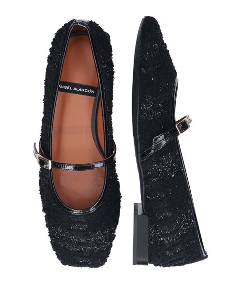 INTER-CHAUSSURES/インター ショシュール 【ANGEL ALARCON】異素材コンビストラップパンプス ブラック雑材 36 INTER-CHAUSSURES/インター ショシュール 【ANGEL ALARCON】異素材コンビストラップパンプス ブラック雑材 36