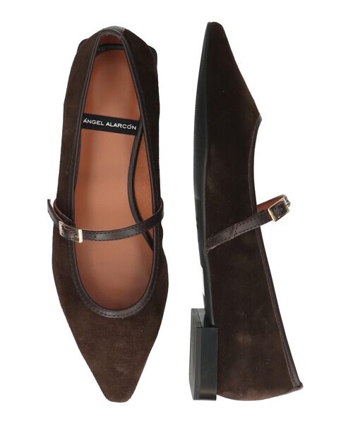 INTER-CHAUSSURES/インター ショシュール 【ANGEL ALARCON】ポインテッドトウワンストラップパンプス ダークブラウンスウェード 38 INTER-CHAUSSURES/インター ショシュール 【ANGEL ALARCON】ポインテッドトウワンストラップパンプス ダークブラウンスウェード 38