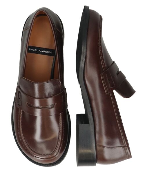INTER-CHAUSSURES/インター ショシュール 【ANGEL ALARCON】オブリークトウベーシックローファー ダークブラウン 39 INTER-CHAUSSURES/インター ショシュール 【ANGEL ALARCON】オブリークトウベーシックローファー ダークブラウン 39