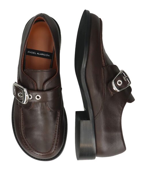 INTER-CHAUSSURES/インター ショシュール 【ANGEL ALARCON】オブリークトウモンクストラップシューズ ダークブラウン 38 INTER-CHAUSSURES/インター ショシュール 【ANGEL ALARCON】オブリークトウモンクストラップシューズ ダークブラウン 38