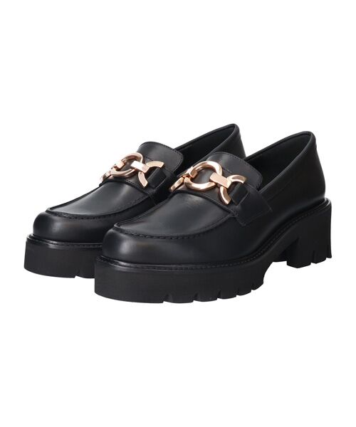 INTER-CHAUSSURES/インター ショシュール 【PASCUCCI】チェーンビットタンクソールローファー ブラック 39 INTER-CHAUSSURES/インター ショシュール 【PASCUCCI】チェーンビットタンクソールローファー ブラック 39
