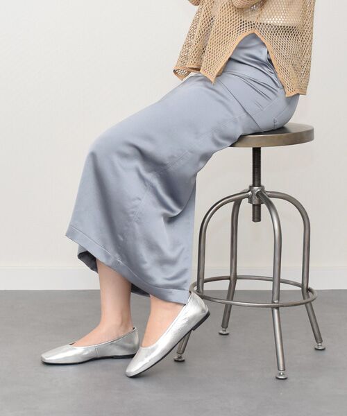 INTER-CHAUSSURES/インター ショシュール 【VAGABOND】メタリックレザーバレエシューズ シルバー 38 INTER-CHAUSSURES/インター ショシュール 【VAGABOND】メタリックレザーバレエシューズ シルバー 38