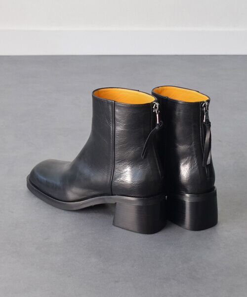 INTER-CHAUSSURES/インター ショシュール 【mara bini】スクエアトウバックジップショートブーツ ブラック 36 INTER-CHAUSSURES/インター ショシュール 【mara bini】スクエアトウバックジップショートブーツ ブラック 36