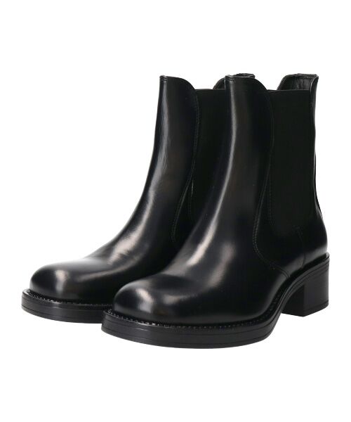 INTER-CHAUSSURES/インター ショシュール 【MARITAN】スクエアトウサイドゴアショートブーツ ブラック 37 INTER-CHAUSSURES/インター ショシュール 【MARITAN】スクエアトウサイドゴアショートブーツ ブラック 37