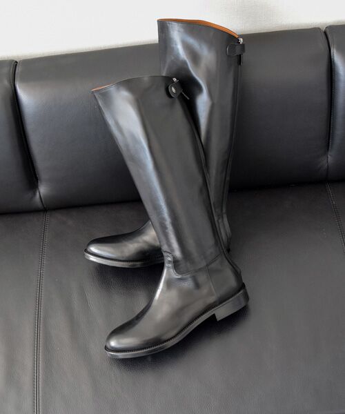 INTER-CHAUSSURES/インター ショシュール 【mara bini】ラウンドトウバックジップロングブーツ ブラック 38 INTER-CHAUSSURES/インター ショシュール 【mara bini】ラウンドトウバックジップロングブーツ ブラック 38