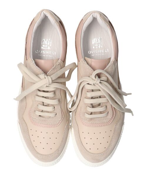 INTER-CHAUSSURES/インター ショシュール 【QUSHELI】レースアップレザースニーカー ベージュコンビ 39 INTER-CHAUSSURES/インター ショシュール 【QUSHELI】レースアップレザースニーカー ベージュコンビ 39